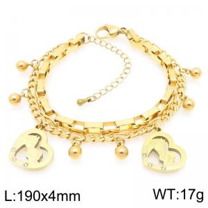 Holiday Heart Stainless Steel Stacked Gold Bracelet - KB203690-Z