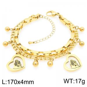 Charming Flowers Stainless Steel Stacked Gold Bracelet - KB203691-Z
