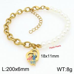 Pearl Stainless Steel and Gold Bracelet - KB203694-Z