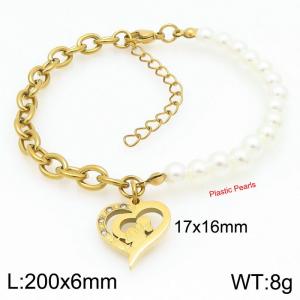 Creative Portrait Pearl Stainless Steel Gold Bracelet Mother's Day - KB203705-Z