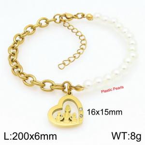 Family Skeleton Pearl Stainless Steel and Gold Bracelet - KB203713-Z