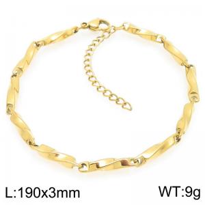 Stainless steel 190 × 3mm special twisted melon seed chain lobster buckle temperament gold bracelet - KB203737-Z
