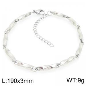 Stainless steel 190 × 3mm special twisted melon seed chain lobster buckle temperament silver bracelet - KB203738-Z