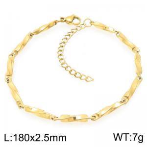 Stainless steel 180 × 2.5mm special twisted melon seed chain lobster buckle temperament gold bracelet - KB203739-Z