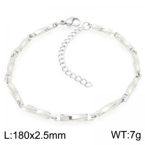 Stainless steel 180 × 2.5mm special twisted melon seed chain lobster buckle temperament silver bracelet - KB203740-Z