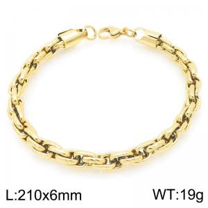 Stainless steel 210 × 6mm striped Fried Dough Twists chain lobster clasp men's temperament gold bracelet - KB203742-ZCG