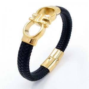 Stainless Steel Leather Bracelet - KB203991-CX
