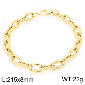 Fashionable and personalized stainless steel 215 × 8mm line patterned O-chain lobster buckle temperament gold bracelet - KB204034-ZCG