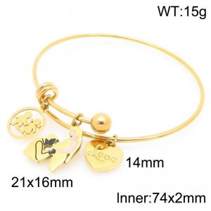 Wholesale Stainless Steel Mother's Day Gifts Bangles Heart Love Shape Boy and Girl Mom Charm Bracelet Bangles - KB204049-Z