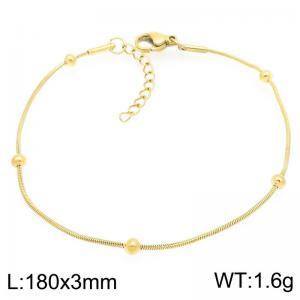 Simple and stylish stainless steel 180 × 3mm bead separated snake bone chain lobster buckle charm gold bracelet - KB204071-ZJZL
