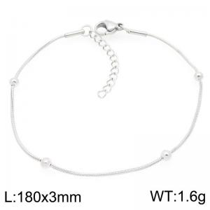 Simple and stylish stainless steel 180 × 3mm bead separated snake bone chain lobster buckle charm silver bracelet - KB204072-ZJZL