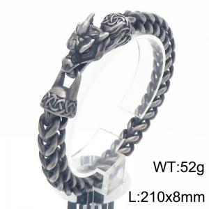 Trendy hip-hop style stainless steel keel chain dragon head buckle men's domineering boiled black bracelet - KB204078-MZOZ