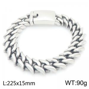 Personalty Shiny High Quality Fine Jewelry Stainless Steel Bracelets 15mm Chunky Curb Chain Men Bracelet - KB204381-KJX