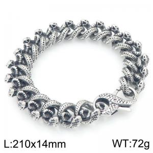 Fine Jewelry Fashion Vintage Personalized Stainless Steel Cuban Link Chain Snake Bracelet for Men - KB204392-KJX