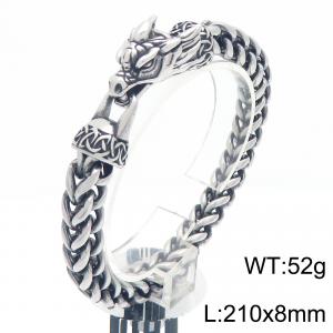 Punk style retro personality stainless steel keel chain dragon head buckle domineering men's bracelet - KB204567-MZOZ