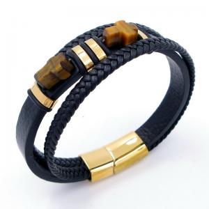 Stainless Steel Leather Bracelet - KB204686-SJ