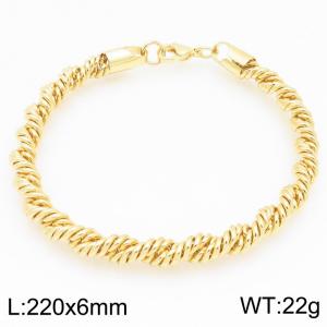 Fashion personality stainless steel 220 × 6mm creative special Fried Dough Twists chain lobster clasp jewelry quality gold bracelet - KB204707-ZJZL