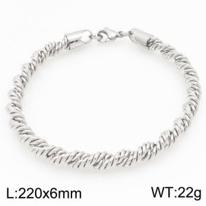 Fashion personality stainless steel 220 × 6mm creative special Fried Dough Twists chain lobster clasp jewelry quality silver bracelet - KB204708-ZJZL