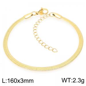 Fashionable and personalized stainless steel 160 × 3mm flat snake bone chain lobster buckle jewelry temperament gold bracelet - KB204711-Z