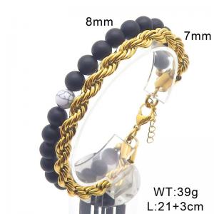 Stainless steel bead double layered bracelet - KB204749-Z