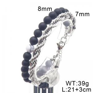 Stainless steel bead double layered bracelet - KB204750-Z