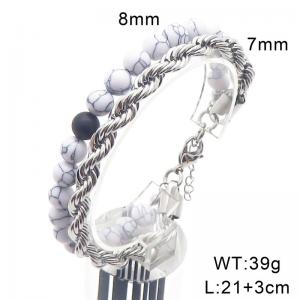 Stainless steel bead double layered bracelet - KB204751-Z