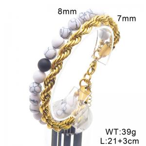 Stainless steel bead double layered bracelet - KB204752-Z