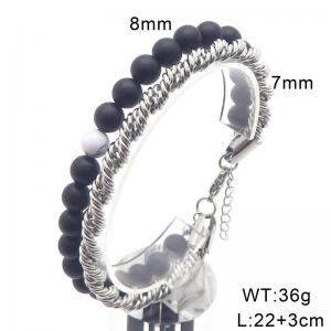 Stainless steel bead double layered bracelet - KB204753-Z