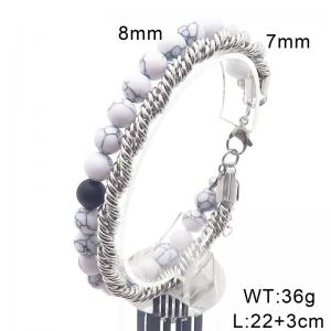 Stainless steel bead double layered bracelet - KB204755-Z