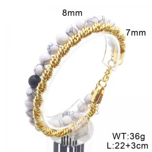 Stainless steel bead double layered bracelet - KB204756-Z