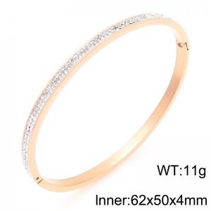 Simple and personalized stainless steel creative circular outer arc inlaid with diamond temperament rose gold bangle - KB205167-GC
