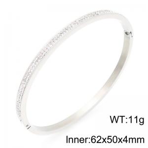 Simple and personalized stainless steel creative circular outer arc inlaid with diamond temperament silver bangle - KB205168-GC