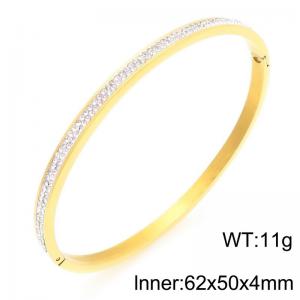 Simple and personalized stainless steel creative circular outer arc inlaid with diamond temperament gold bangle - KB205169-GC