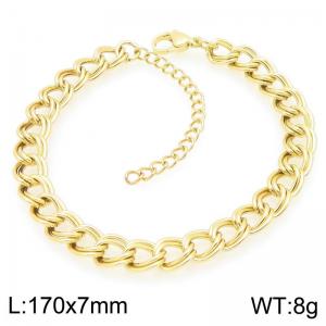 Simple and personalized stainless steel 170 × 7mm creative double loop chain lobster buckle temperament gold bracelet - KB205277-ZJZL