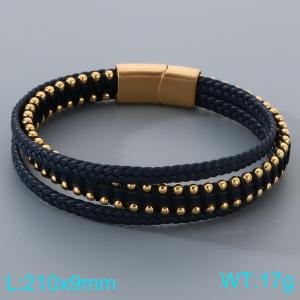 Stainless Steel Leather Bracelet - KB205298-JR