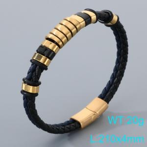 Stainless Steel Leather Bracelet - KB205301-JR