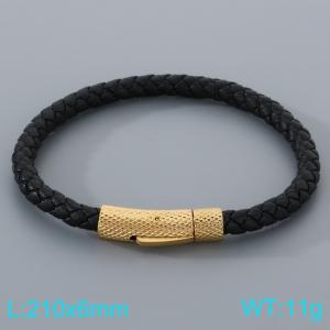 Stainless Steel Leather Bracelet - KB205339-JR
