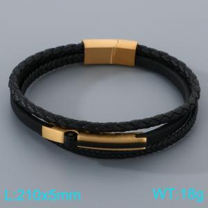 Stainless Steel Leather Bracelet - KB205348-JR