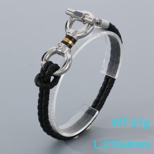 Stainless Steel Leather Bracelet - KB205368-JR