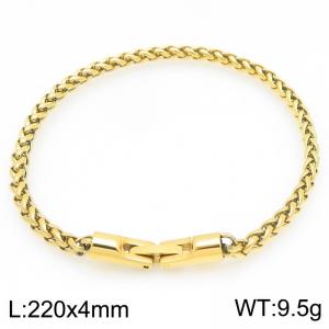 4mm Fashionable and personalized stainless steel gold flower basket chain bracelet with round jewelry buckle - KB205483-KFC