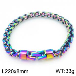 Fashionable and personalized stainless steel colorful flower basket chain bracelet with round rotatable jewelry buckle - KB205491-KFC