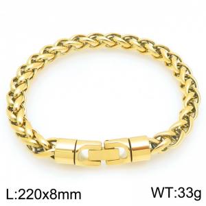 Fashionable and personalized stainless steel gold flower basket chain bracelet with round rotatable jewelry buckle - KB205493-KFC