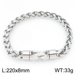 Fashionable and personalized stainless steel silver flower basket chain bracelet with round rotatable jewelry buckle - KB205495-KFC