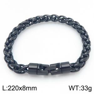 Fashionable and personalized stainless steel black flower basket chain bracelet with round rotatable jewelry buckle - KB205496-KFC