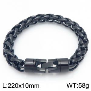 Fashionable and personalized stainless steel black 10mm flower basket chain bracelet with round rotatable jewelry buckle - KB205498-KFC