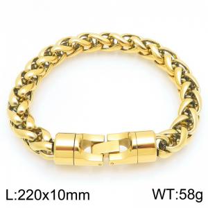 Fashionable and personalized stainless steel gold 10mm flower basket chain bracelet with round rotatable jewelry buckle - KB205501-KFC