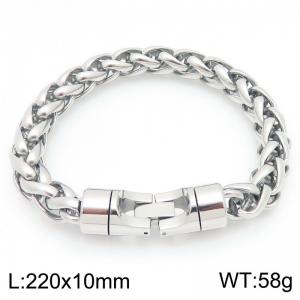 Fashionable and personalized stainless steel silver 10mm flower basket chain bracelet with round rotatable jewelry buckle - KB205502-KFC