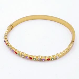 Stainless Steel Stone Bangle - KB205533-SP