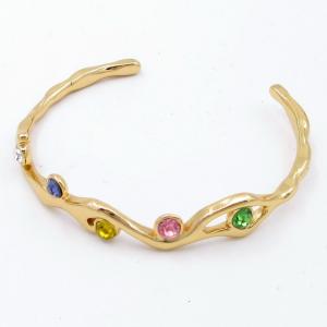 Stainless Steel Stone Bangle - KB205537-SP