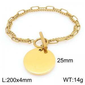 Simple stainless steel OT buckle bracelet paired with smooth hang tag - KB205629-Z